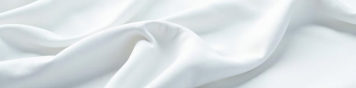 Close-up shot of soft textured white fabric with thin parallel stripes, fabric, striped
