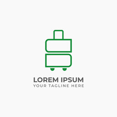 Minimalist lineart travel suitcase logo for tourism, travel agents