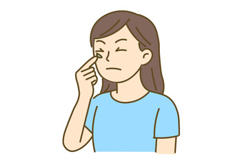 Woman Putting on Contact Lenses Illustration