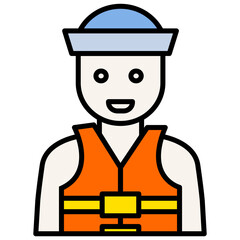 Illustration sailor with life vest 