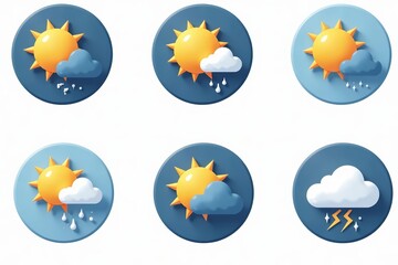 Collection of simple weather symbols with thin outlines for app interface, Graphic design, Icon set, Meteorology