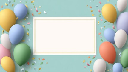 Festive birthday invitation template with colorful balloons and confetti for celebration design