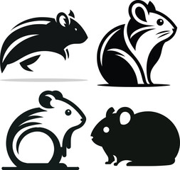 Hamster Silhouette Vector | Cute Rodent Illustration | Black and White Hamster Art | Pet Animal Clipart