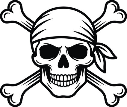 recommend clip art: Pirate Skull and Crossbones with Bandana Silhouette Vector.