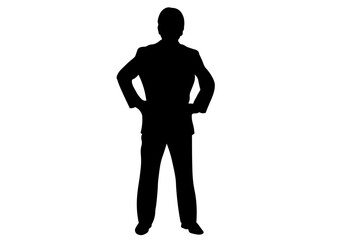 腰に手を当てる男性のシルエット