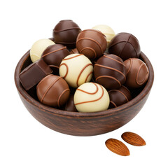 Fototapeta premium Bowl with assorted chocolates isolated on transparent background