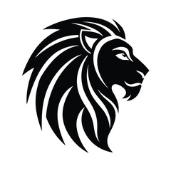 Bold black and white lion head illustration depicting strength power and regal presence for design purposes