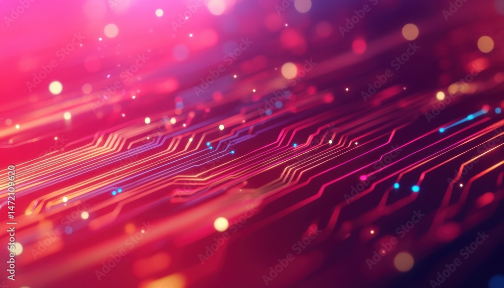 Poster Abstract Circuit Board Background with Glowing Lines and Particles