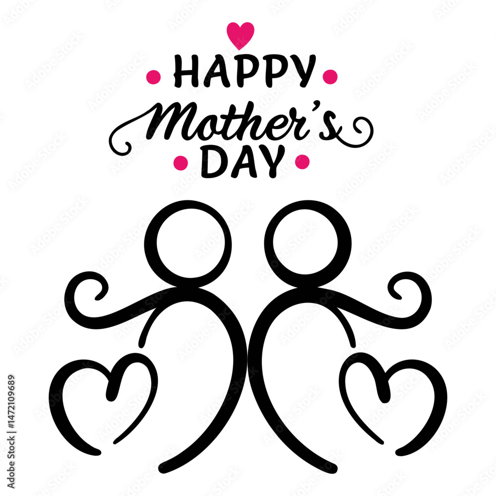 Fototapete mother's day silhouette vector design featuring elegant typography on a transparent background for f