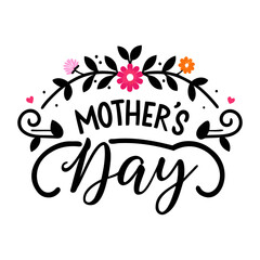 Mother's Day typography silhouette vector illustration isolated on a transparent background for greeting card designs and holiday projects