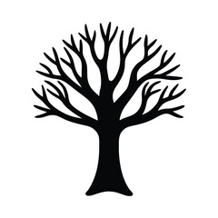 Fototapeta premium Silhouette of a bare tree isolated against a white background perfect for nature and ecology themed designs.