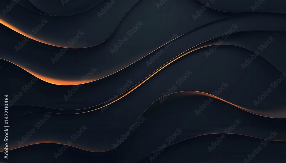 Poster abstract dark background with golden waves