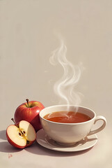 cup of tea and apple