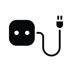 power source socket icon. Power cord and plug sign. plug symbol. Vector stock illustration.