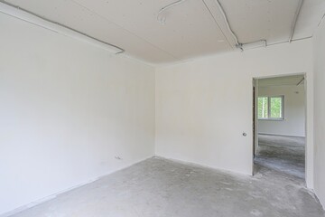rough repairs for self-finishing. interior decoration, bare walls of the room, stage of...