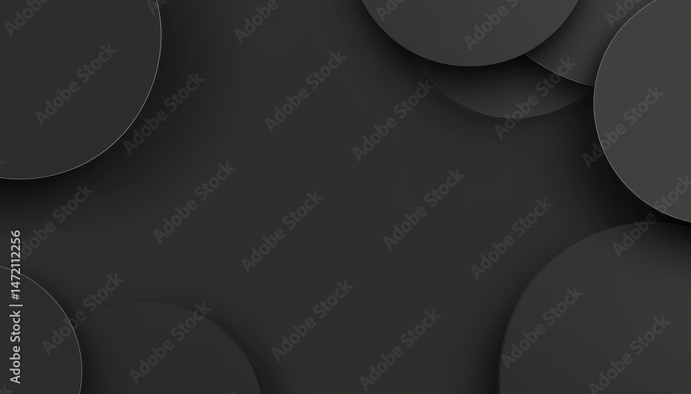 Aufkleber Abstract Dark Grey Circles Background with Subtle Shadow and Overlap