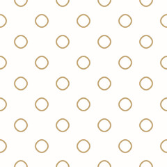 Simple vector minimalist geometric seamless pattern. Luxury gold and white texture with linear circles, dots, bubbles. Subtle golden abstract background. Minimal repeated design for decor, wallpapers