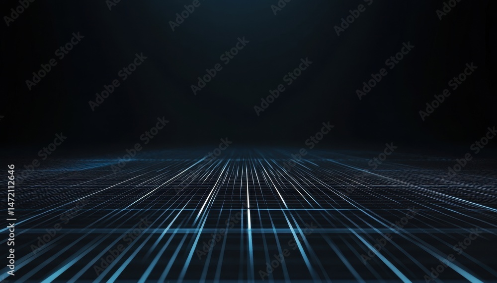 Aufkleber Abstract Digital Network: Blue Lines and Points on Dark Background
