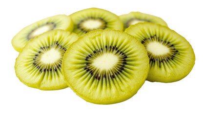 Fototapeta premium Closeup of fresh, ripe kiwis, a vibrant display of green and brown fresh,