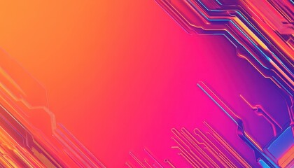 Abstract Geometric Background with Vibrant Orange Pink and Purple Lines