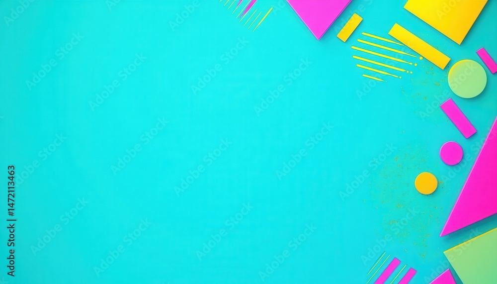 Poster abstract geometric shapes on cyan background