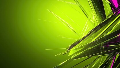 Abstract Geometric Design with Sharp Lime Green and Pink Purple Lines