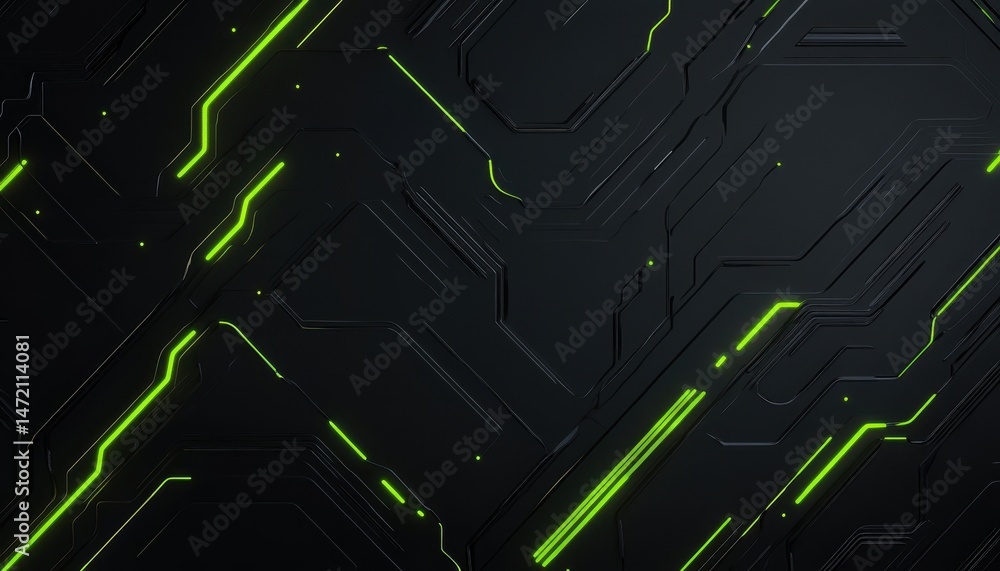 Aufkleber abstract glowing green circuit board pattern on dark background