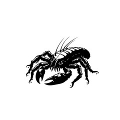 Monochromatic depiction of a stylized crustacean-like creature illustration