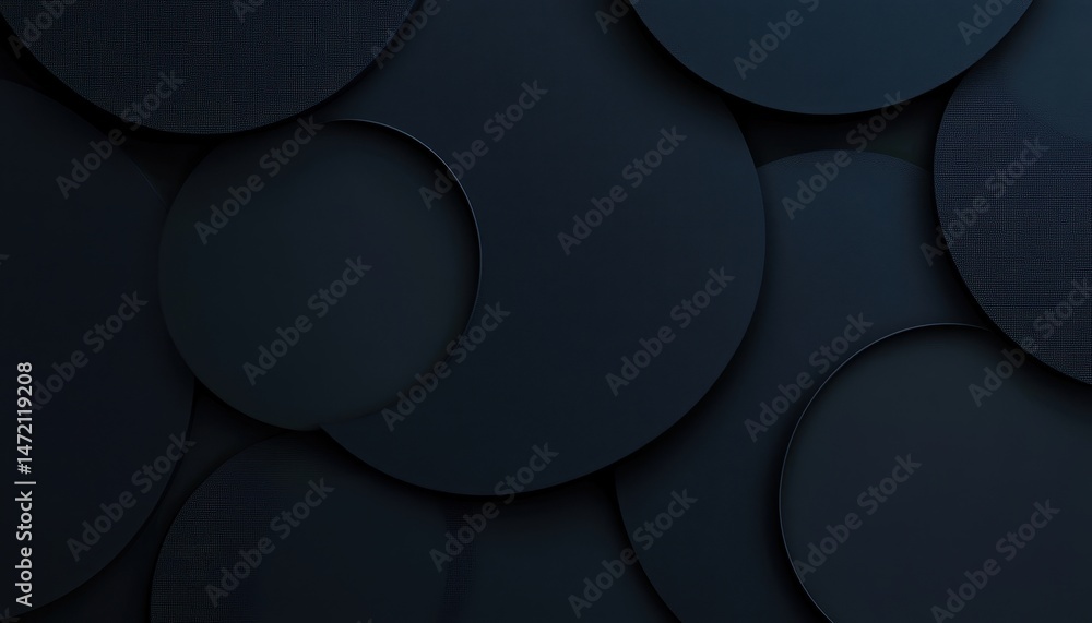 Poster Dark Blue Overlapping Circles Abstract Background Texture