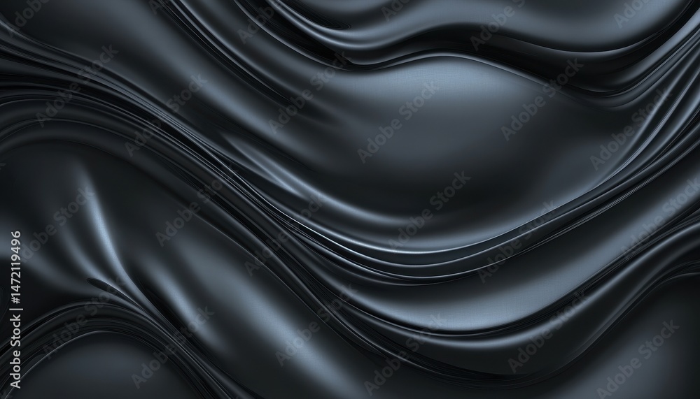 Poster dark gray and black abstract fabric texture with flowing waves