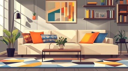 Sunny Living Room Interior Design. (44)