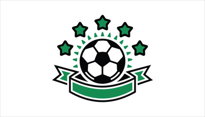 Obraz premium Soccer Ball with Stars and Ribbon for Sports Achievement