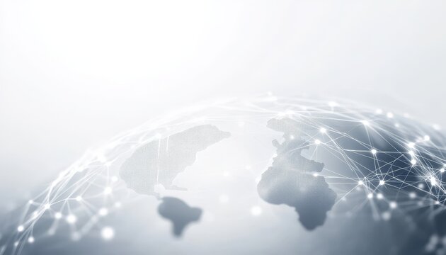 Global Network Connections: Abstract World Map with Digital Connections - Powered by Adobe