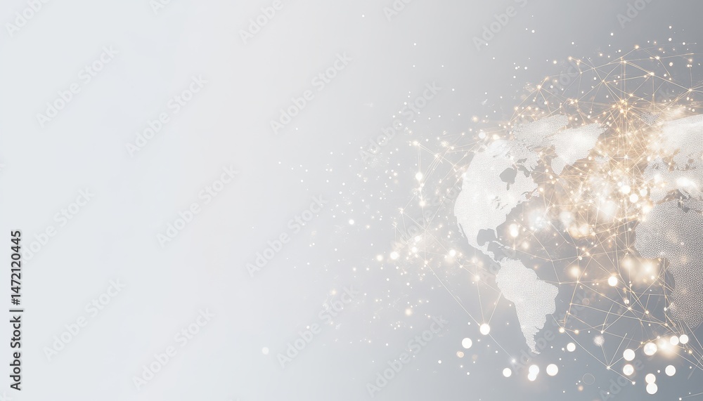 Poster glowing world map abstract network background