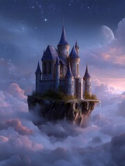 Naklejka premium Fantasy landscape with castle