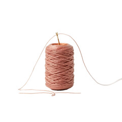 A spool of thread with a needle sticking out of it.