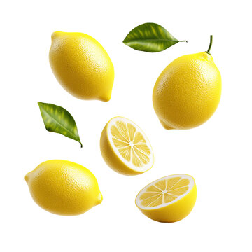 Fresh and vibrant lemons and leaves arranged in a captivating display