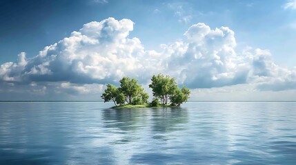 A small island disappearing under rising sea levels