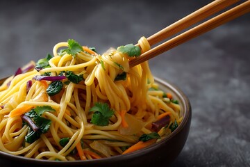 Chinese noodles with chicken