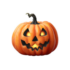 Fototapeta premium A glowing jack-o-lantern pumpkin with a carved spooky face shines brightly against a dark background perfect for Halloween autumn harvest celebrations spooky season decorations and fall festivities.
