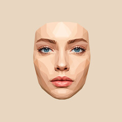 Abstract portrait of a woman with blue eyes in polygonal style  