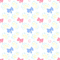 Festive tile pattern with bows and fireworks