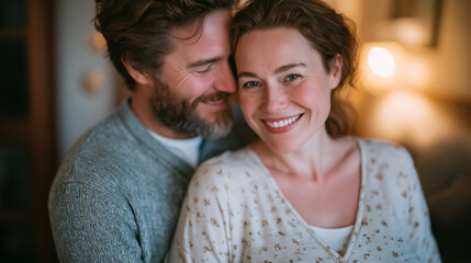 Fototapeta premium A loving couple awaits their baby's arrival in a cozy home
