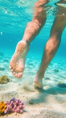 Underwater Walking: Barefoot Exploration in Tropical Paradise
