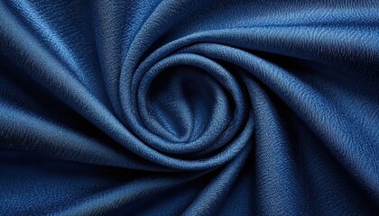 Fototapeta premium A close-up of a blue fabric with a spiral-shaped curl texture.