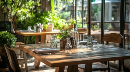 Fototapeta premium Wooden dining setup