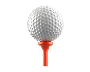 Golf ball and tee isolated on white  background PNG