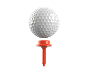 Golf ball and tee isolated on white  background PNG