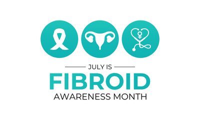 Vector graphic of Fibroids Awareness Month  banner poster design template. Conditions associated with gynecological health in women. Design for web banner, cards, prints, social media and background.