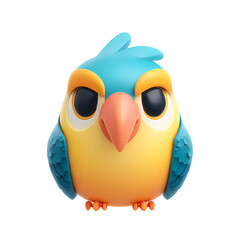 Cute Cartoon Parrot Bird Character on Transparent Background